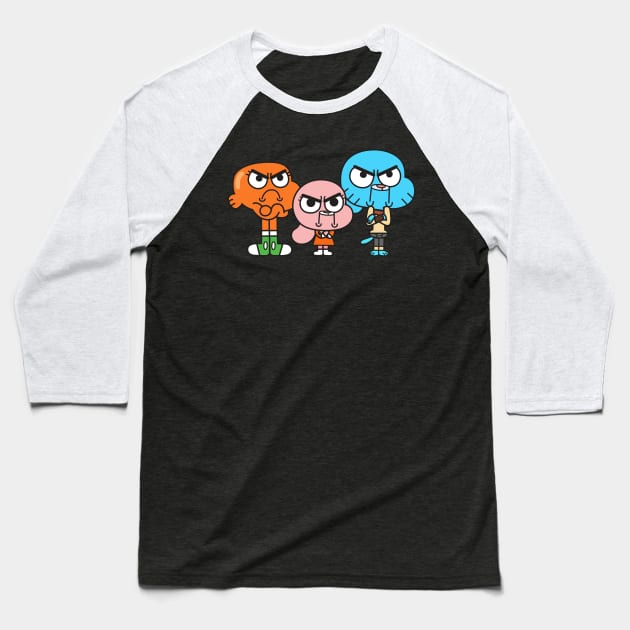 Gumball Darwin Anais Baseball T-Shirt by Plushism